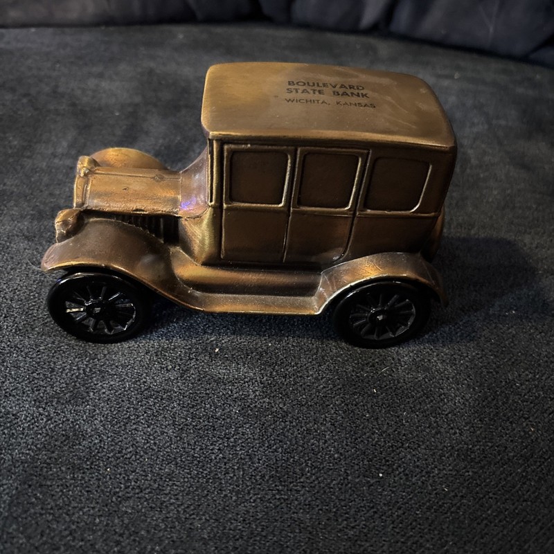 Vintage Boulevard State Bank Wichita Kansas Advertising 1926 Ford Car Coin Bank
