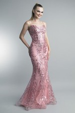 Sequined Mermaid Spaghetti Strap Gown