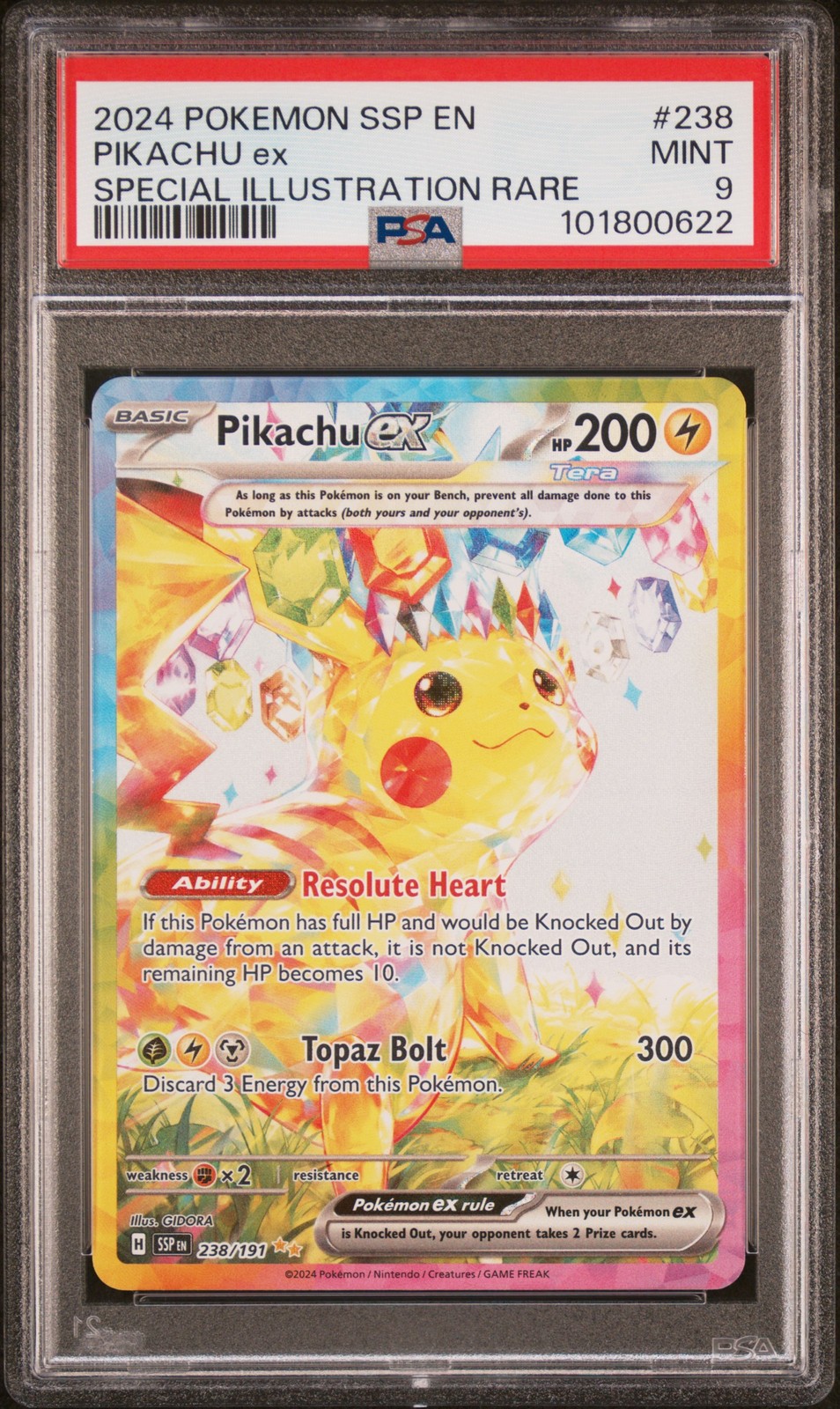 2024 POKEMON SSP EN-SURGING SPARKS SPECIAL ILLUSTRATION RARE PIKACHU EX PSA 9