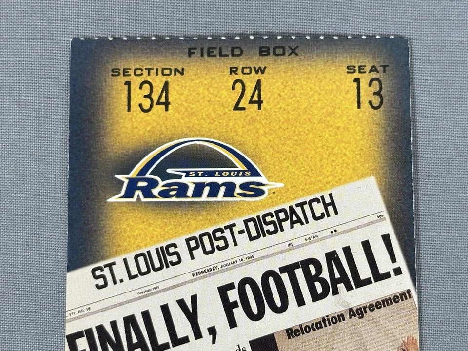 Ticket Stub New Orleans vs. Rams 9-10-95 1st Game St. Louis, Isaac Bruce 5th TD - Image 2 of 4