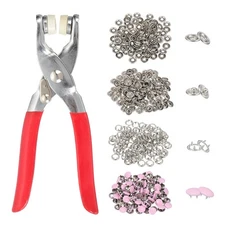 100Set Metal Snap Button Kit 10mm Solid Prong Snap Button Fasteners Tool Pink