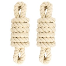 Faxco 2 Pack 10ft Natural Twisted Cotton Rope - Strong Triple-Strand Beige