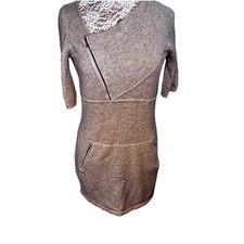 BCBGMAXAZRIA Women’s Genie Sweater Dress, Roll Tab Sleeve, Heather, Small