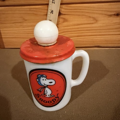 #ad 1969 Snoopy Flying Ace Soap Mug amp; lid United Features Avon Charlie Brown Peanuts $17.95