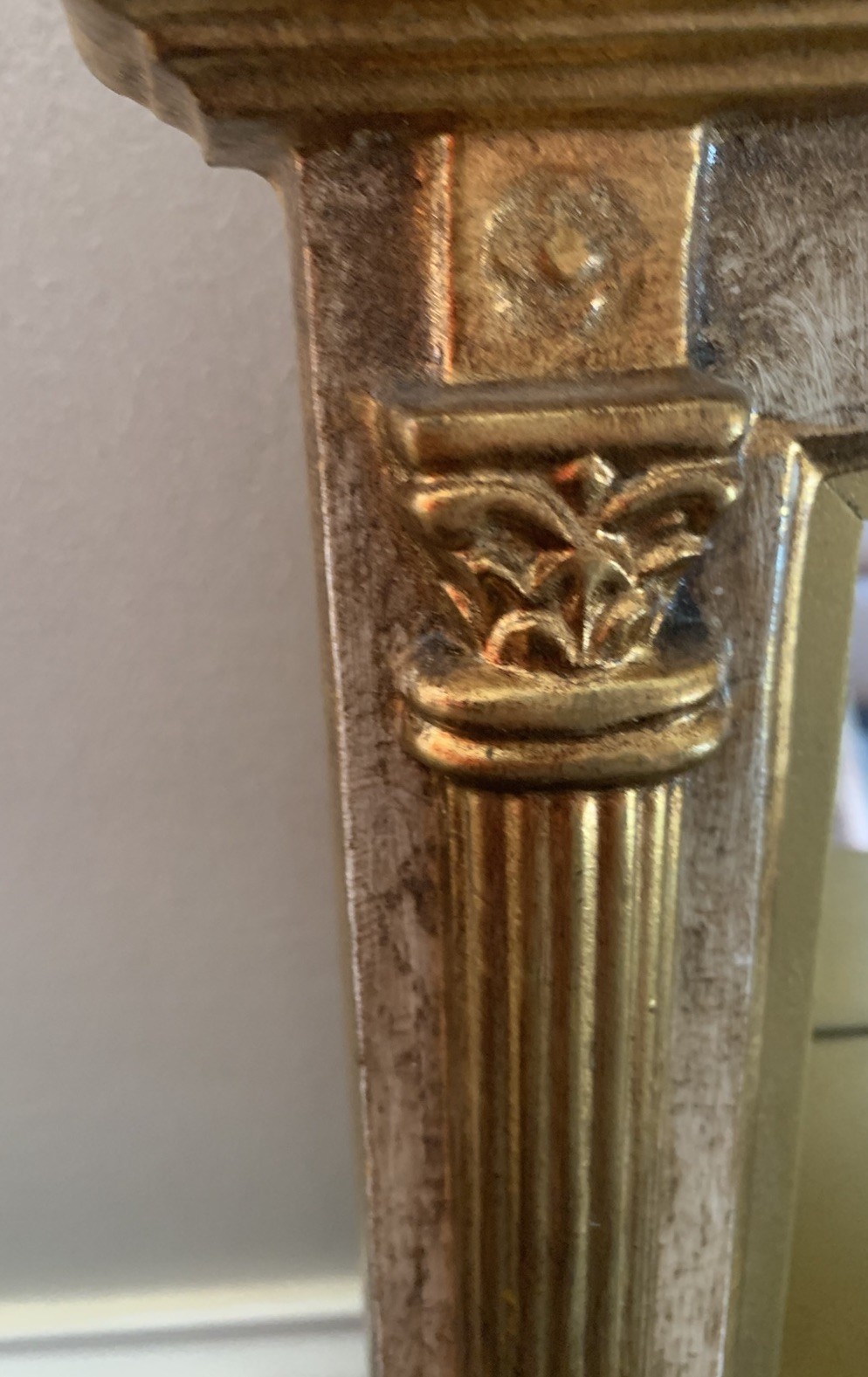 Italian Gold Greek Pediment Display Case Curio Cabinet Shelves w/Mirrored Back