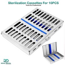 DENTAL SURGICAL AUTOCLAVE STERILIZATION CASSETTE RACK BOX TRAY FOR 10 INSTRUMENT