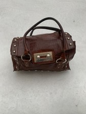 Vintage Dolce & Gabbana Brown Croc Leather Satchel Bag Studded AS IS Repair