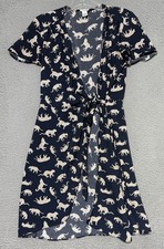 J Crew Leopard all over print Short Sleeve A LINE Tie Wrap Dress Womens Size 2
