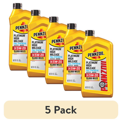 (5 pack) Pennzoil Platinum High Mileage Full Synthetic 5W-20 Motor Oil, 1 Quart