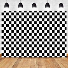 7x5FT Black and White Checkered Chessboard Theme Photography Background Children
