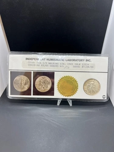 1945 50C Half Dollar Walking Liberty in OGP & COA