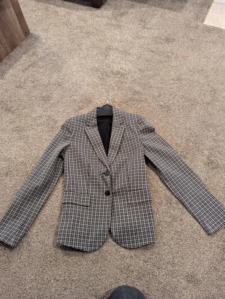 Blazer Theory Carissa Almendra Multi Tejido Cuadros TALLA 4 $475 NUEVO CON ETIQUETAS Foto 3 de 4