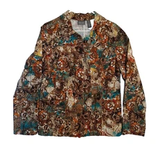 Additions by Chicos Women Jacket Sz 1 long sleeve Strech floral multicolor fall