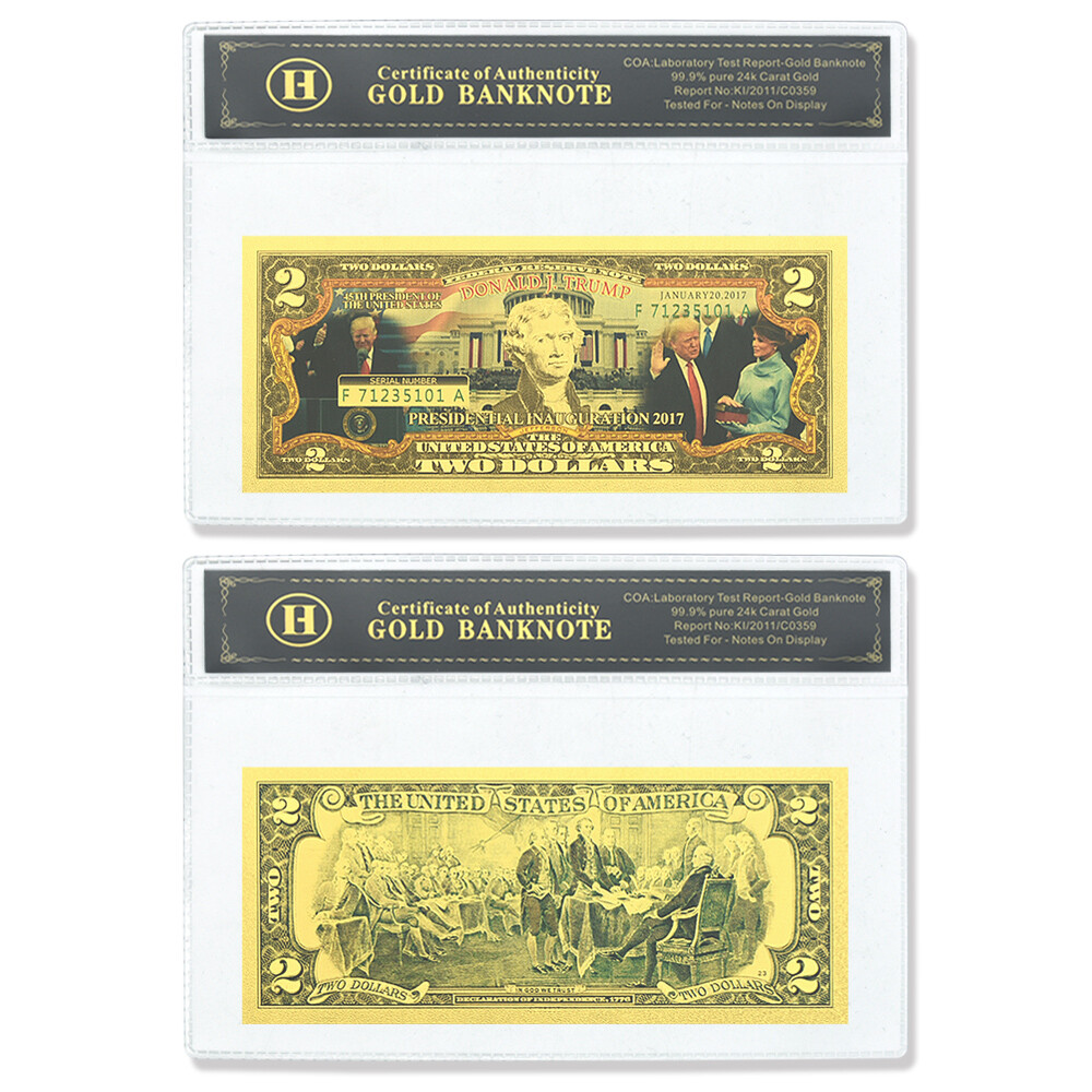 1pc Donald Trump Gold Foil Banknote Commemorative Card US President Collection  