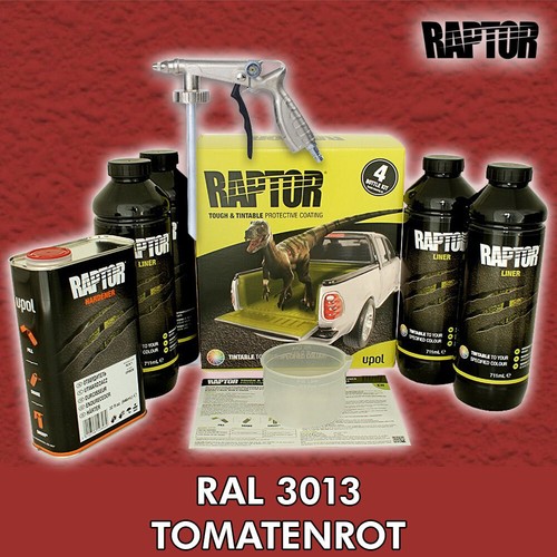 Juego de 4 recubrimientos de pintura Raptor + pistola UBS/tintable, negro, colores RAL/UPOL - Imagen 64 de 204
