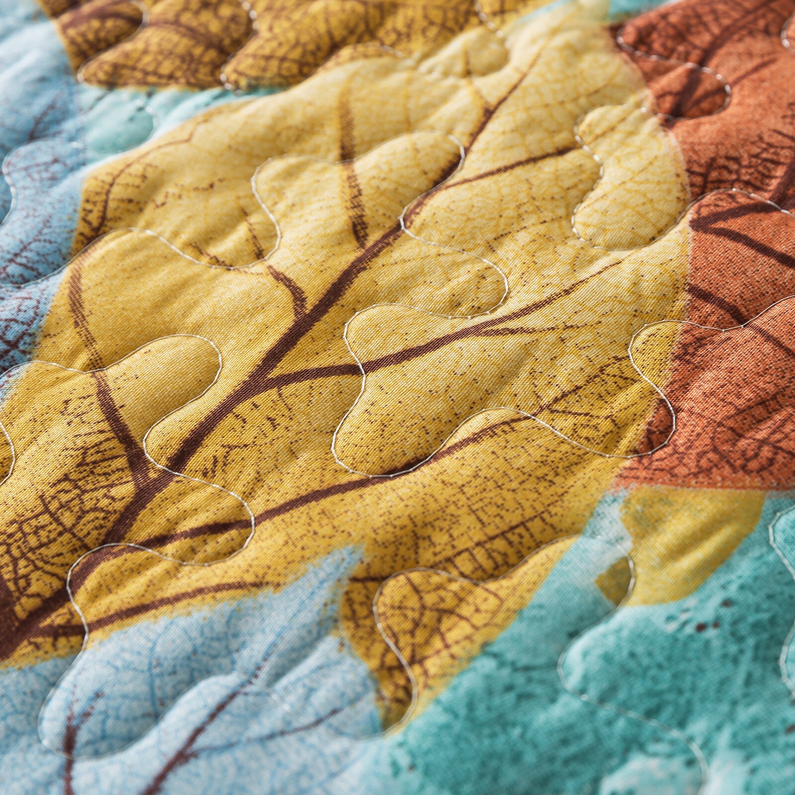 Green Leaves Quilted Coverlet Queen Size Bedspread Set Comforter Throw