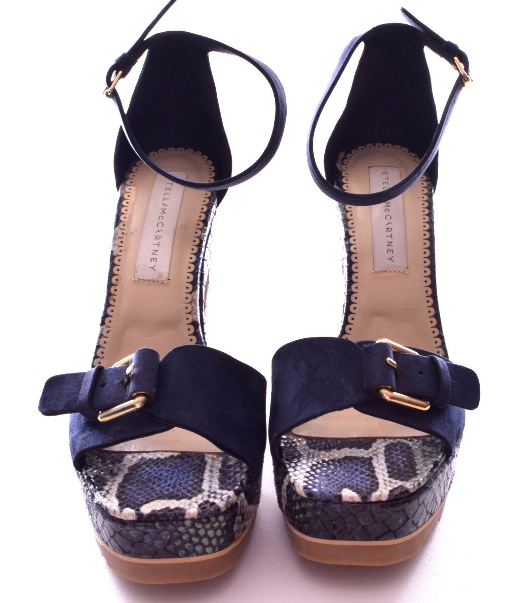 STELLA MCCARTNEY Navy & Python Ankle Strap Platfo… - image 3