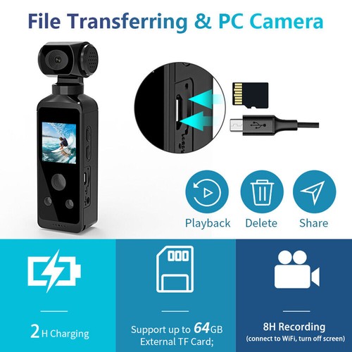 Sport Kamera 4K UHD Handheld Action Kamera WiFi 30M wasserdicht drehbar Taschen - Picture 5 of 18