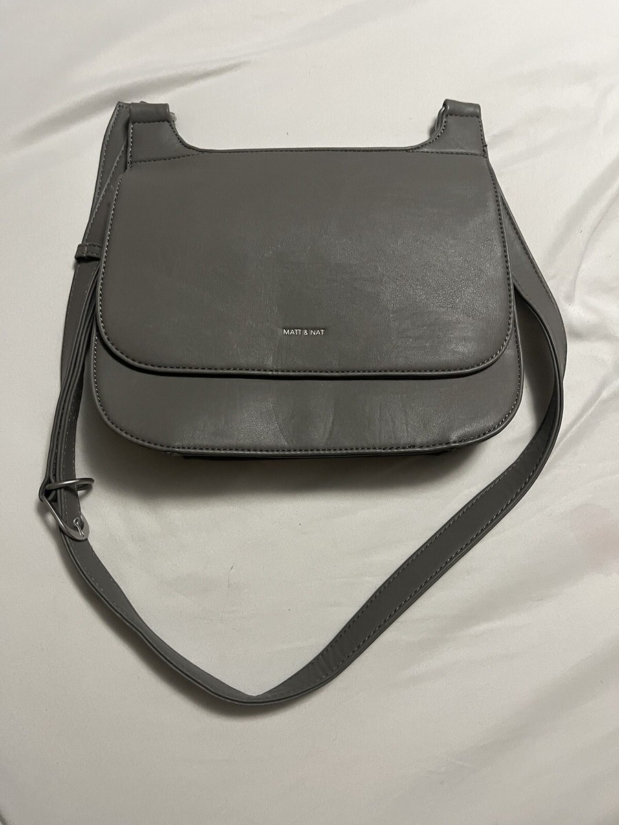 🔥 Matt and Nat Purse Gray Crossbody Bag Adjustable Strap Magnetic