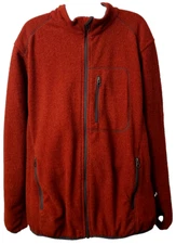 Duluth Full Zip Fleece Jacket M Men Coat Rust Red POCKETS Soft Layer Hike Camp