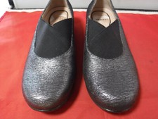 Dansko Ann Slip On Flat Shoe Leather Pewter EU 38 Womens Sz 7.5 Comfort Stretch