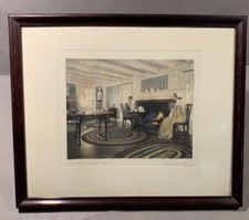 Antique Wallace Nutting "An Afternoon Tea" Hand Colored Old Photograph Framed