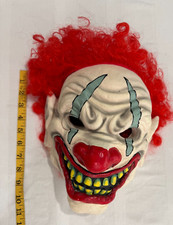 Vintage Foam Scary Clown Mask Red Curly Hair Evil Creepy Teeth Adult