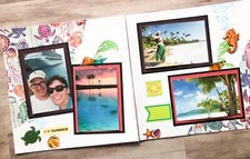 Aquarium Scrapbook Layout, Vacation Scrapbook Pages, Beach Premade Pages