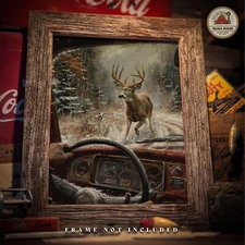 Vintage Whitetail Deer Art Print Antlers Sheds Hunting Fishing Cabin Wall Decor