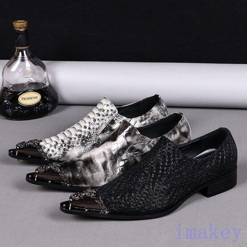 SAOLA Scarpe slip on uomo metallo a punta pelle business eleganti formali matrimonio