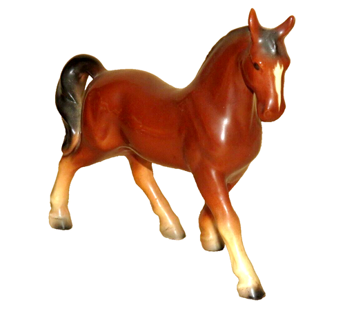 Vintage Porcelain Brown 5" Tall Horse, Made in Japan