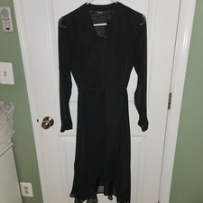 Simply Vera Wang Maxi Dress Long Sleeve Sheer Black Overlay Size Small