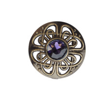 Scottish Purple Stone Brooch Antique Finish Fly Plaid Brooch