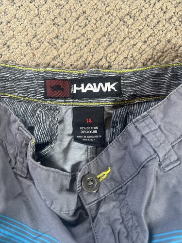 Tony Hawk Boys Board Shorts Size 14 Blue Gray Striped Surf Skate Swimwear - Picture 2 of 3