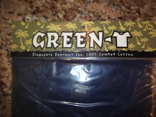 NEW in PLASTIC - SINGAPORE SOUVENIER TEE / GREEN-T 100% COMBED COTTON XL - NAVY - Picture 3 of 4