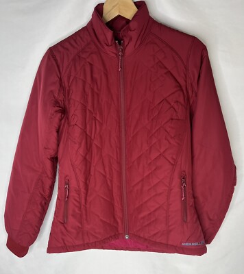 MERRELL Jacket Womens XS Maroon Opti-Warm Quilted Full Zip and Zip Pockets
