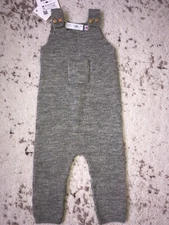 New Zara Baby Boy Girl 100% Alpaca Grey Knit Overalls Coverall Suit 6-9M
