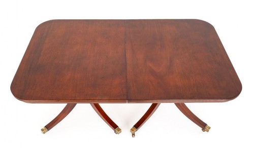 Regency Dining Table - Mahogany 2 Pedestal Period Antique - Picture 14 of 21