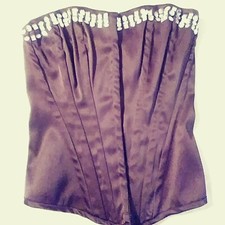 Womens Dark Brown Boned Corset Size S see description for measurements 