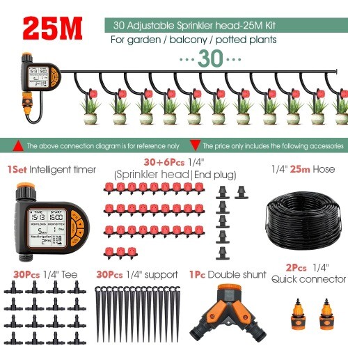 Set Irrigazione Timer Smart Giardino 1/4" IPX5 Impermeabile LCD Irrigazione Automatica - Foto 11 di 25