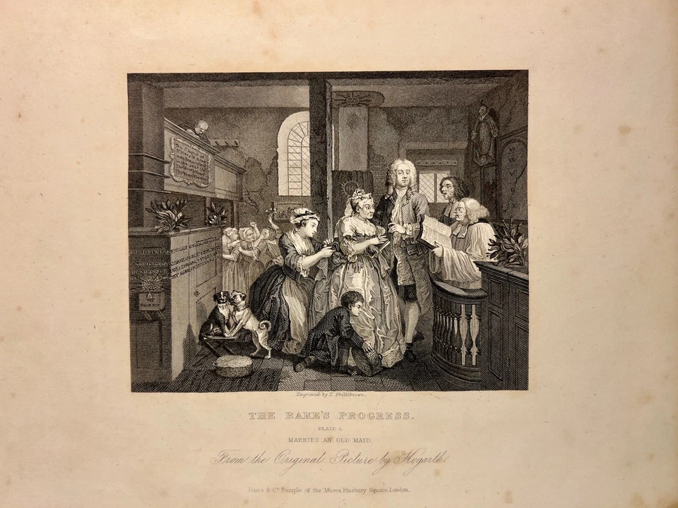 THE RAKES PROGRESS PROFESSORS 1833 WILLIAM HOGARTH ANTIK STAHLSTICH ENGRAVING 5 - Bild 2 von 4