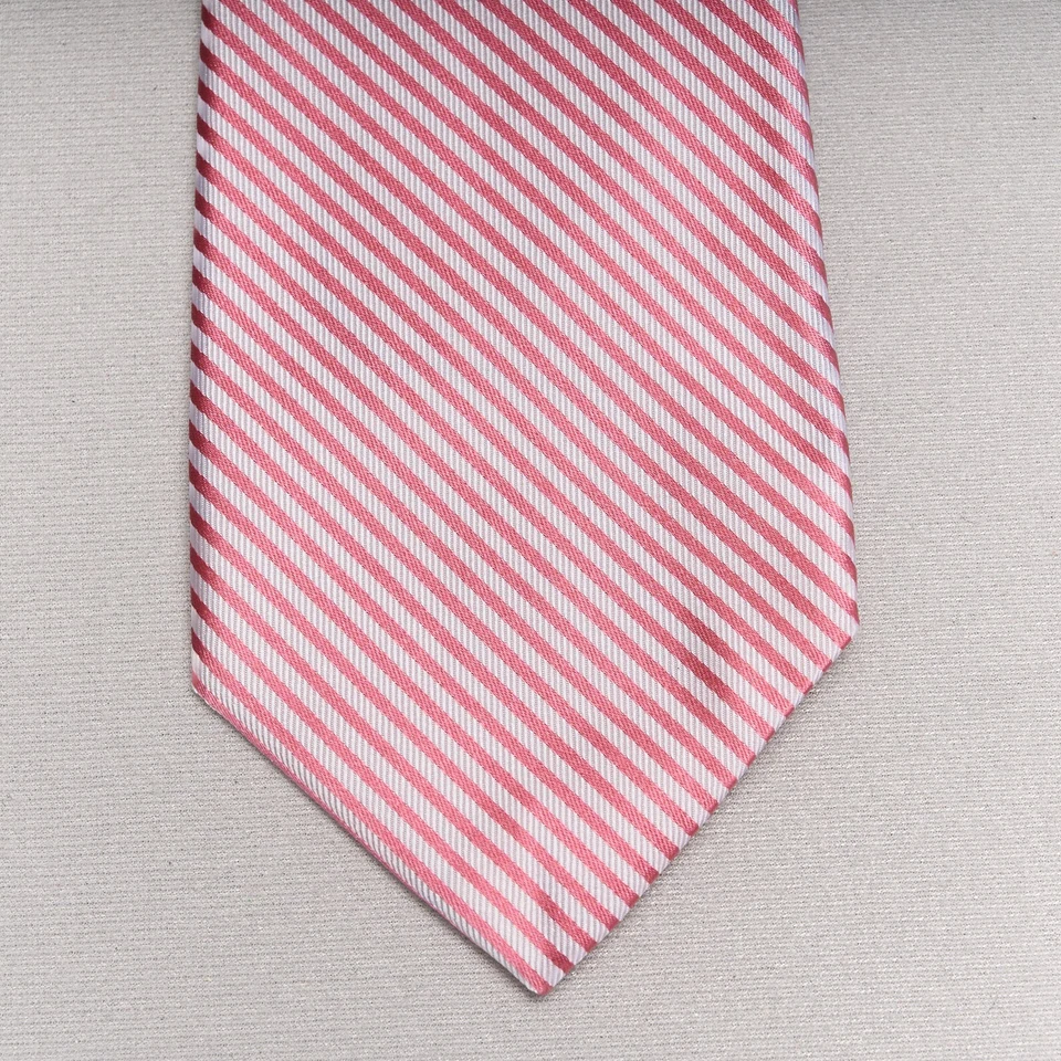 Corbata de seda con cuello verde rosa blanco a rayas hecha a mano EE. UU. Foto 3 de 4