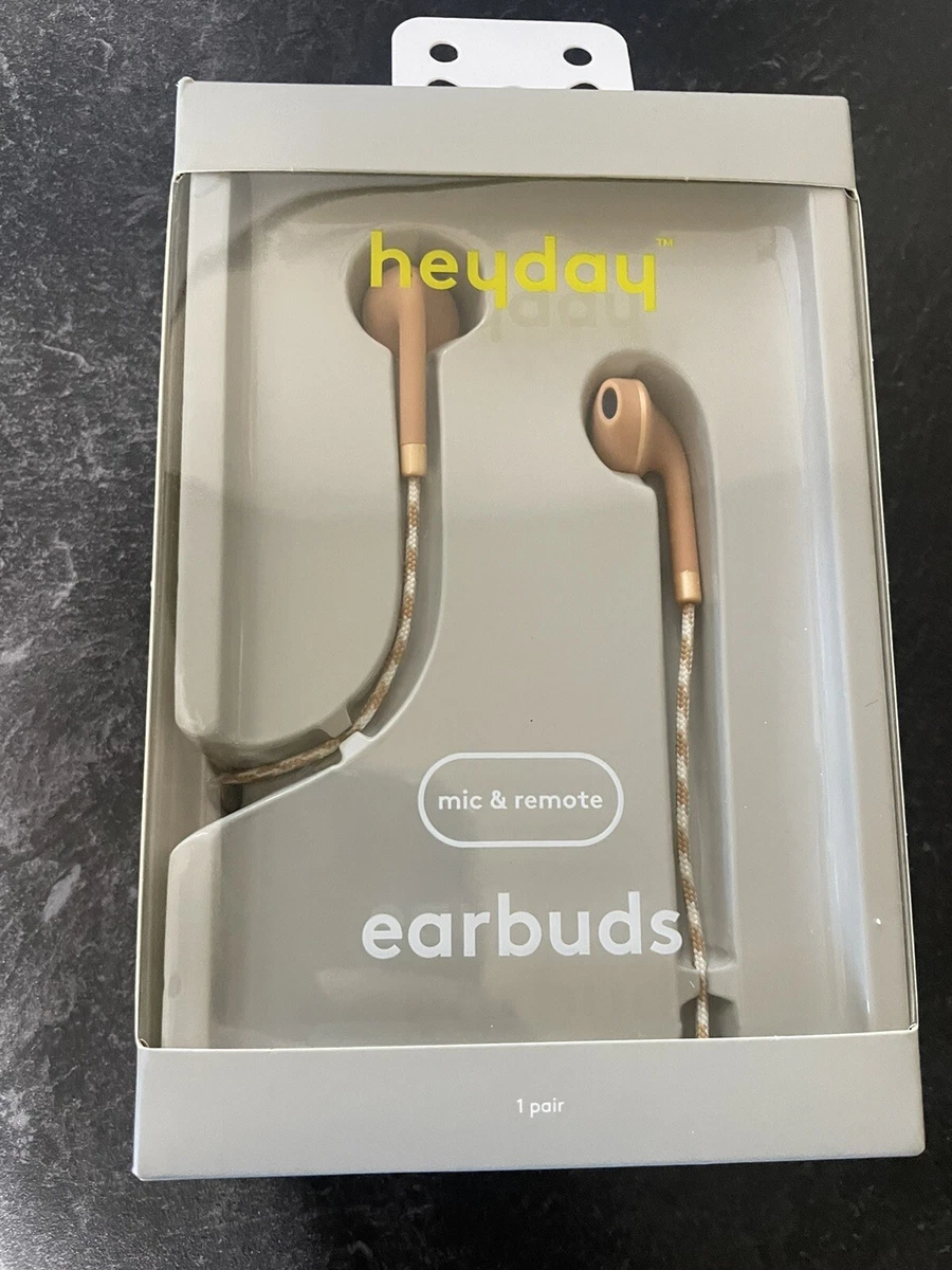 heyday Wired Earbuds w Microphone Remote Rust Orange