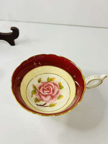 Vintage Coalport Red Teacup and Saucer Hand Painted Signed Arttist M in England - Picture 7 of 13