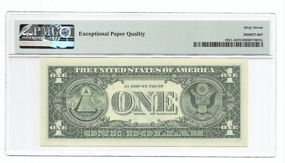 1995 $1 BOSTON FRN. PMG Superb Gem Uncirculated 67 EPQ Banknote. A/E Block. DC - Image 2 of 2