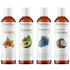 4 oz. Carrier Oil Variety Set 4 Pack For Skin Hair Face Massage Essential Oils