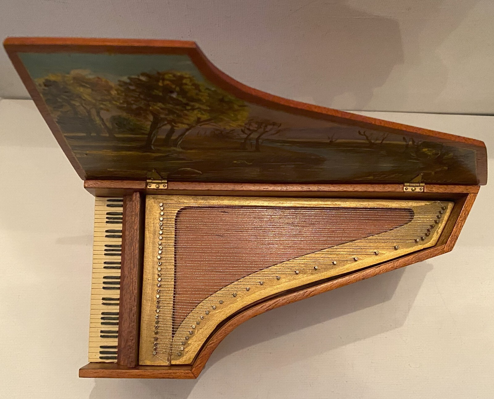 Dollhouse miniature 18th c. harpsichord by Ralph E. Partelow, signed, 1