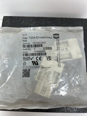 Harting Connectors Han 100A single module, Male. PN: 09140013031 Pack Of 2