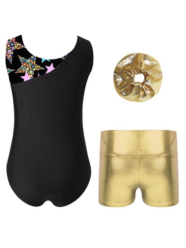 Girls Set Stretchy Clothes Sparkly Outfit Sport Leotards Metallic Bodysuit Kids - Picture 12 of 53