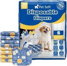 30 Count Disposable Dog Diapers for Female Dogs Size SMALL - Super Absorbent